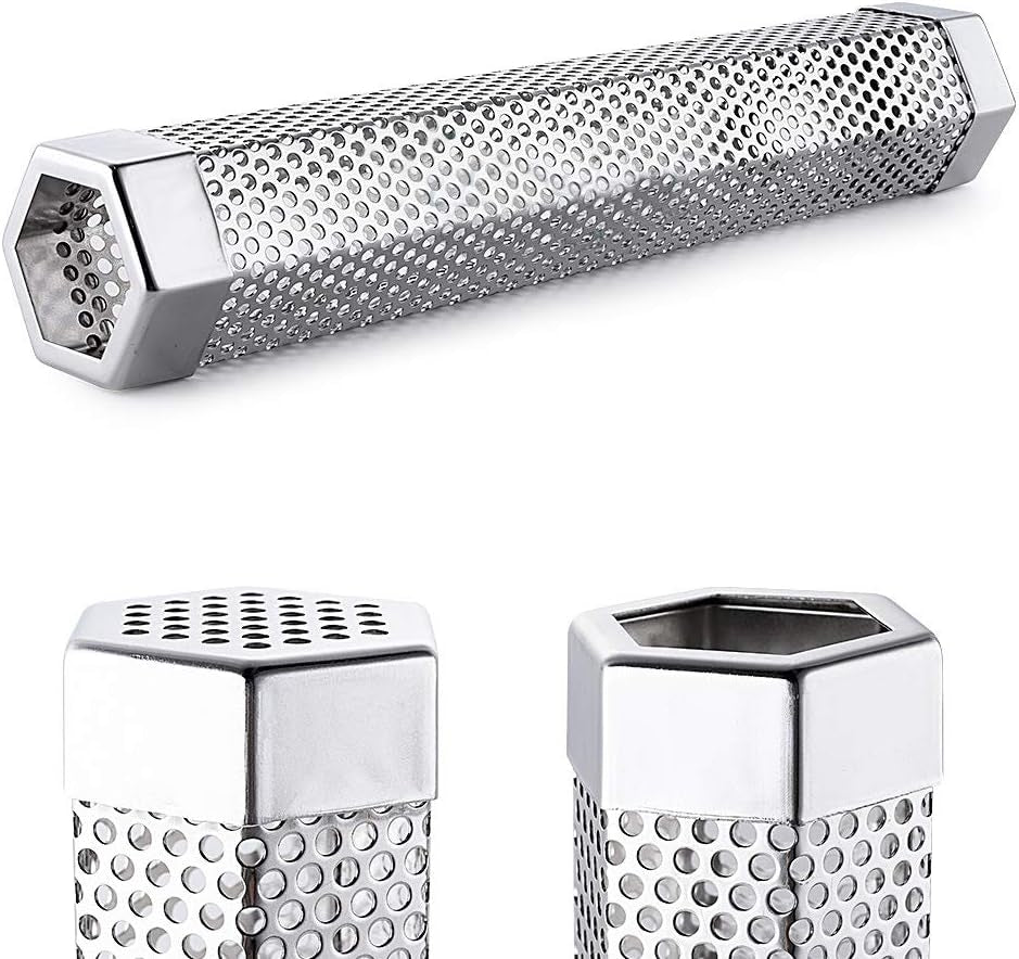 Pellet Smoker Tube for Grilling, 12 Inches Premium Stainless Steel BBQ Wood Pellet Tube Smoker for Gas Charcoal Electric Grill or Smokers, Hexagonal