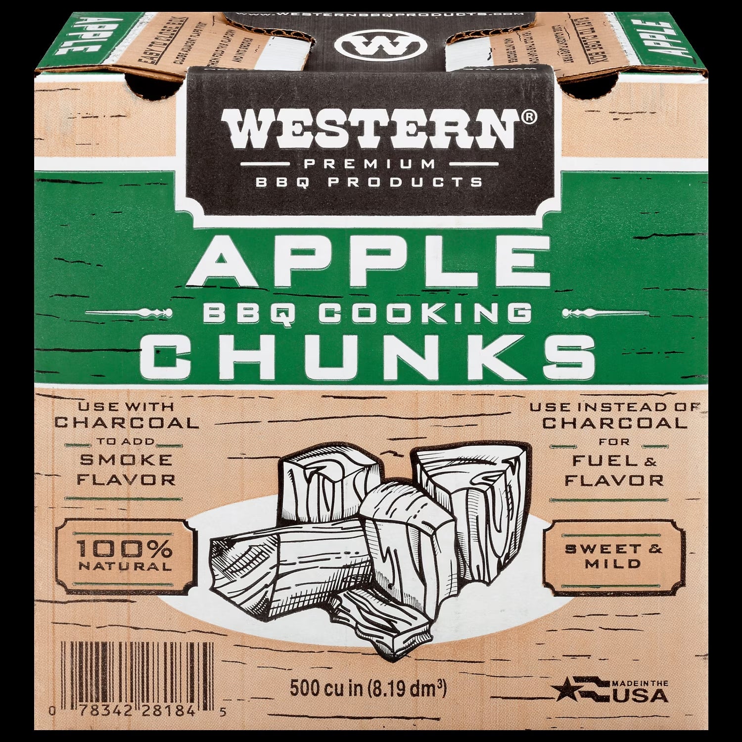 Premium BBQ Apple BBQ Cooking Chunks, 500 Cubic Inch