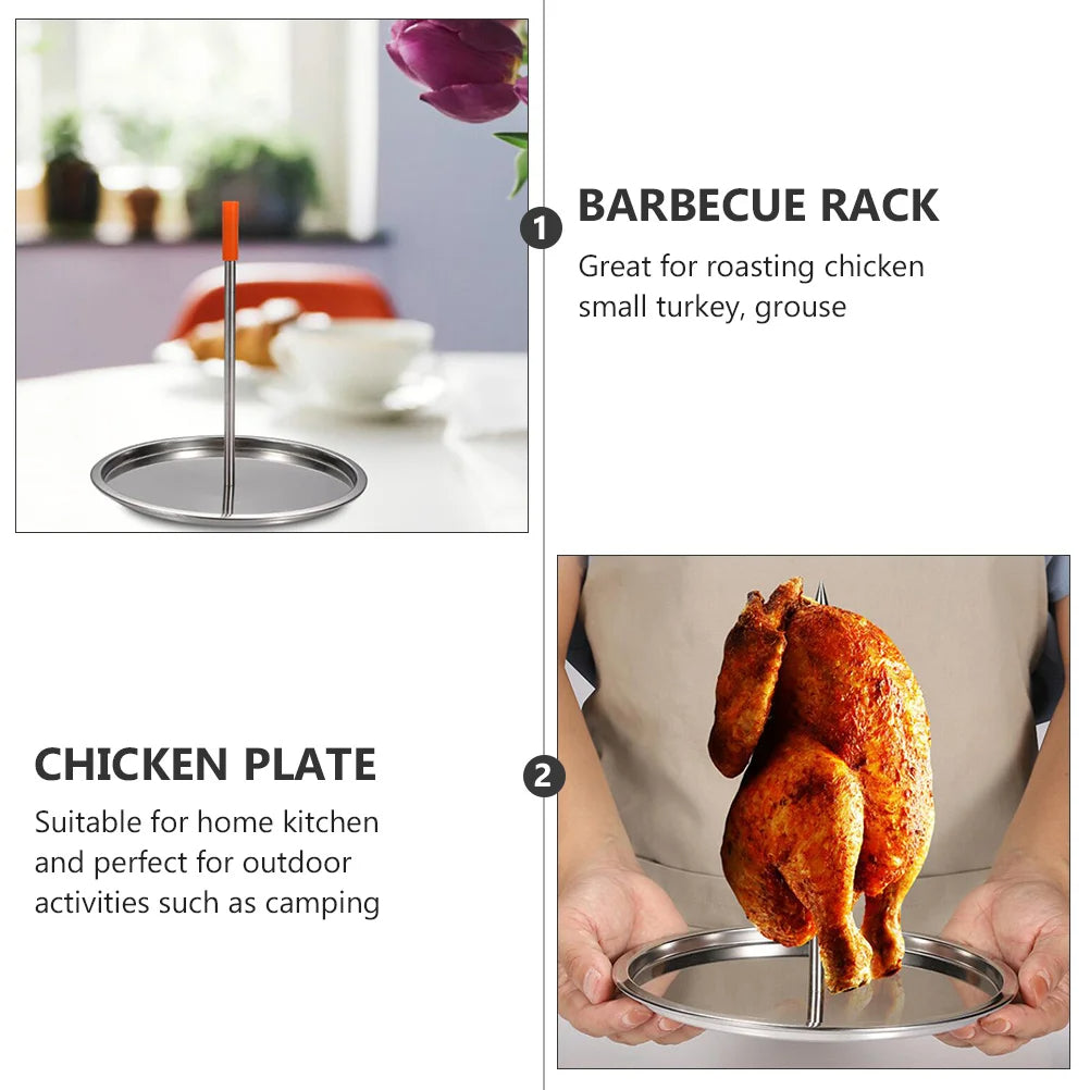 Vertical Skewer Grill Stainless Steel Stand Pastor Skewer Chicken Roasting Rack for Large Meat Barbecue Grilling Picnic