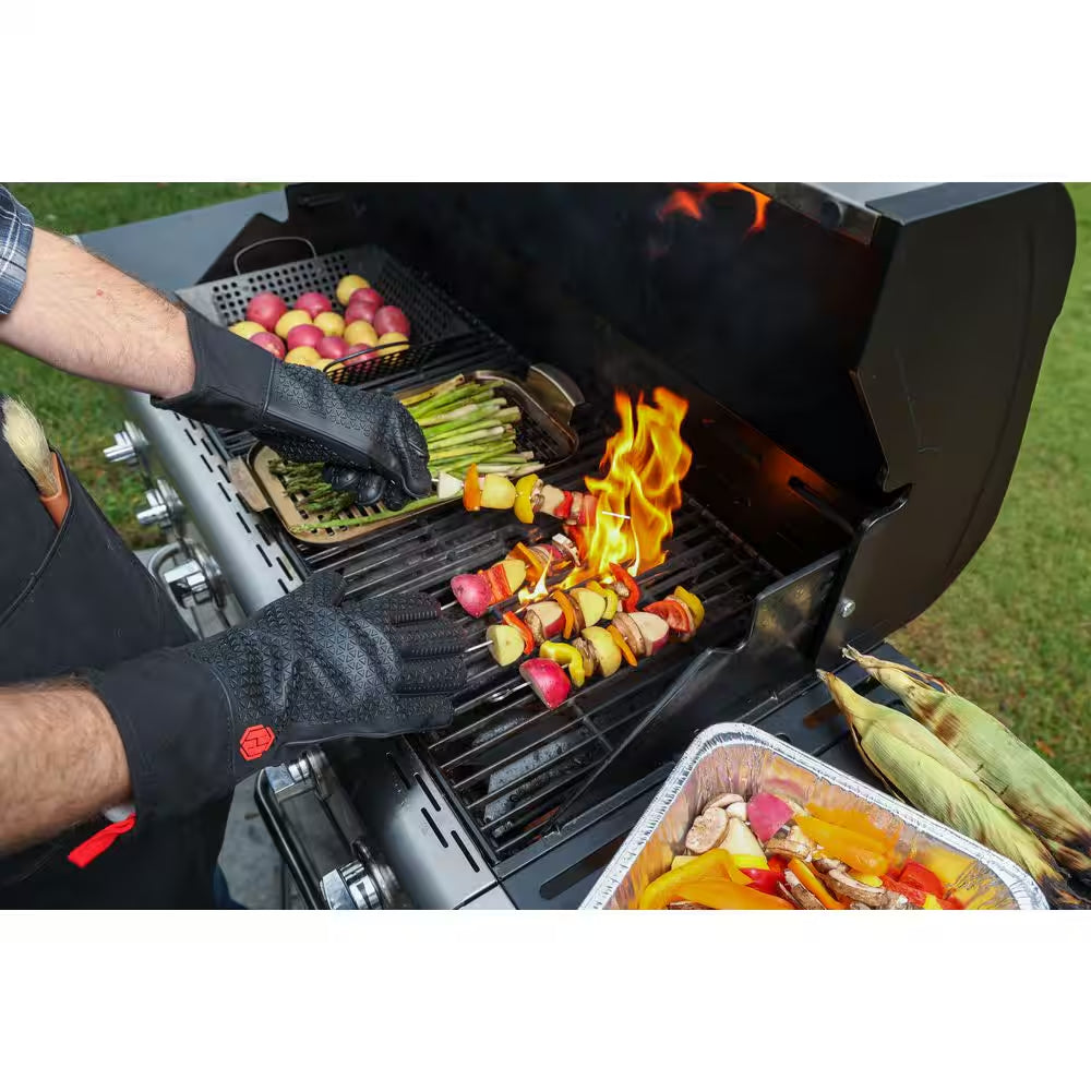 Heat-Resistant Silicone Grilling Gloves (1-Pair)