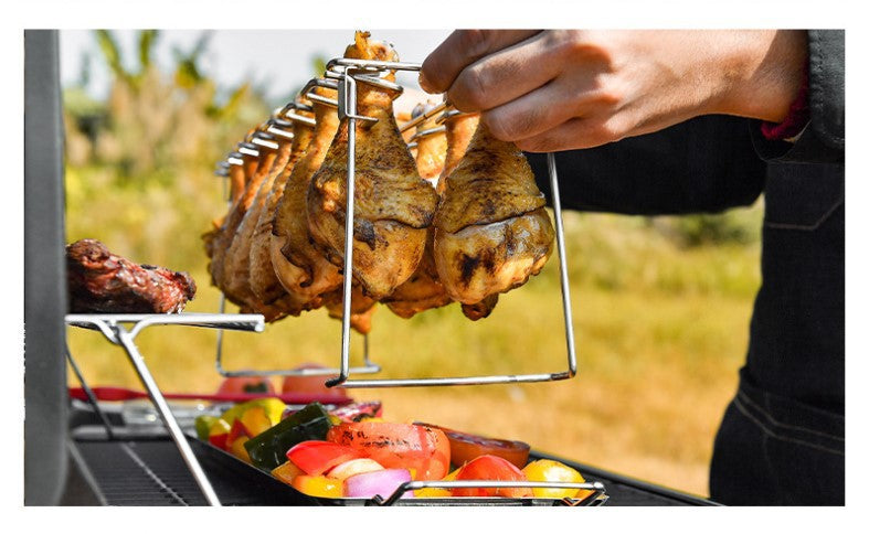 Portable Grilling Basket Mesh Clip 14 Slot Stainless Steel