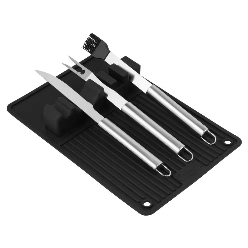 18.1 In. Silicone BQ and Grill Utensil Holder Mat
