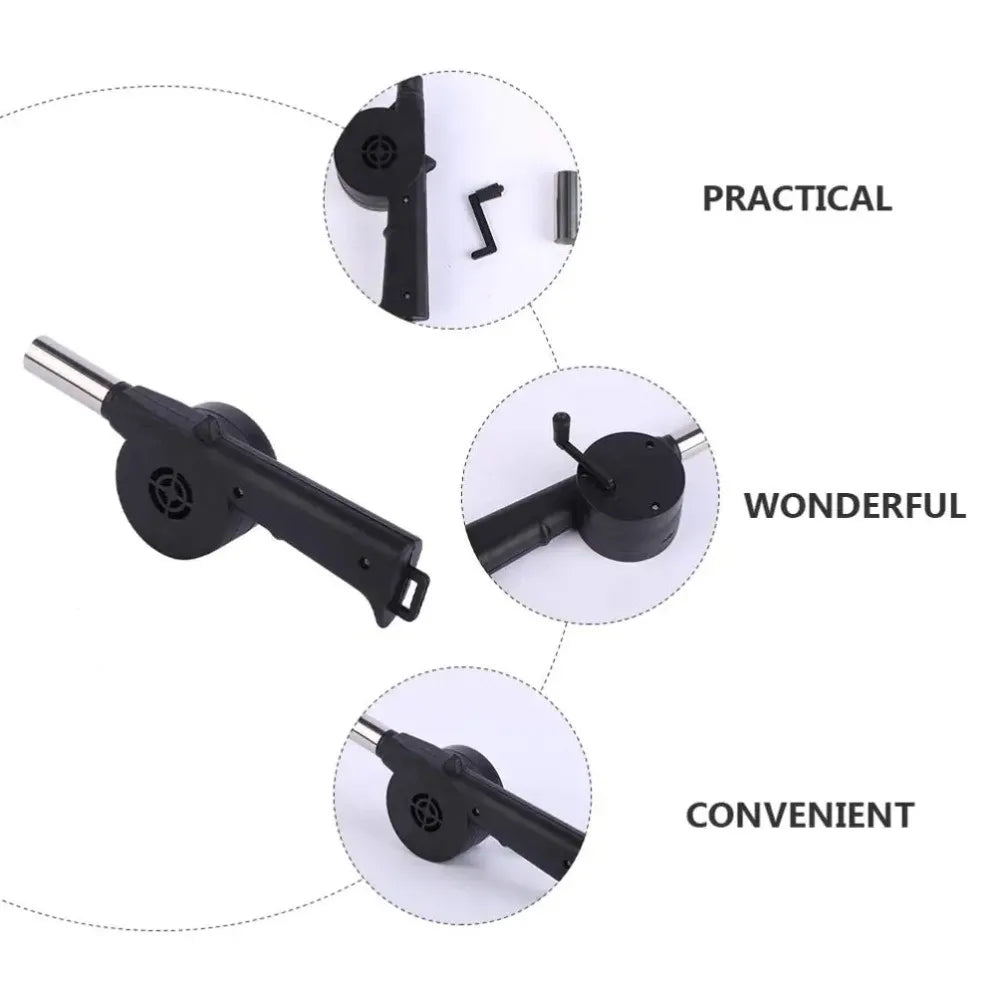 Portable Hand Crank BBQ Fan with Speed Control – Manual Air Blower for Outdoor Cooking, Grill Fan for Barbecue