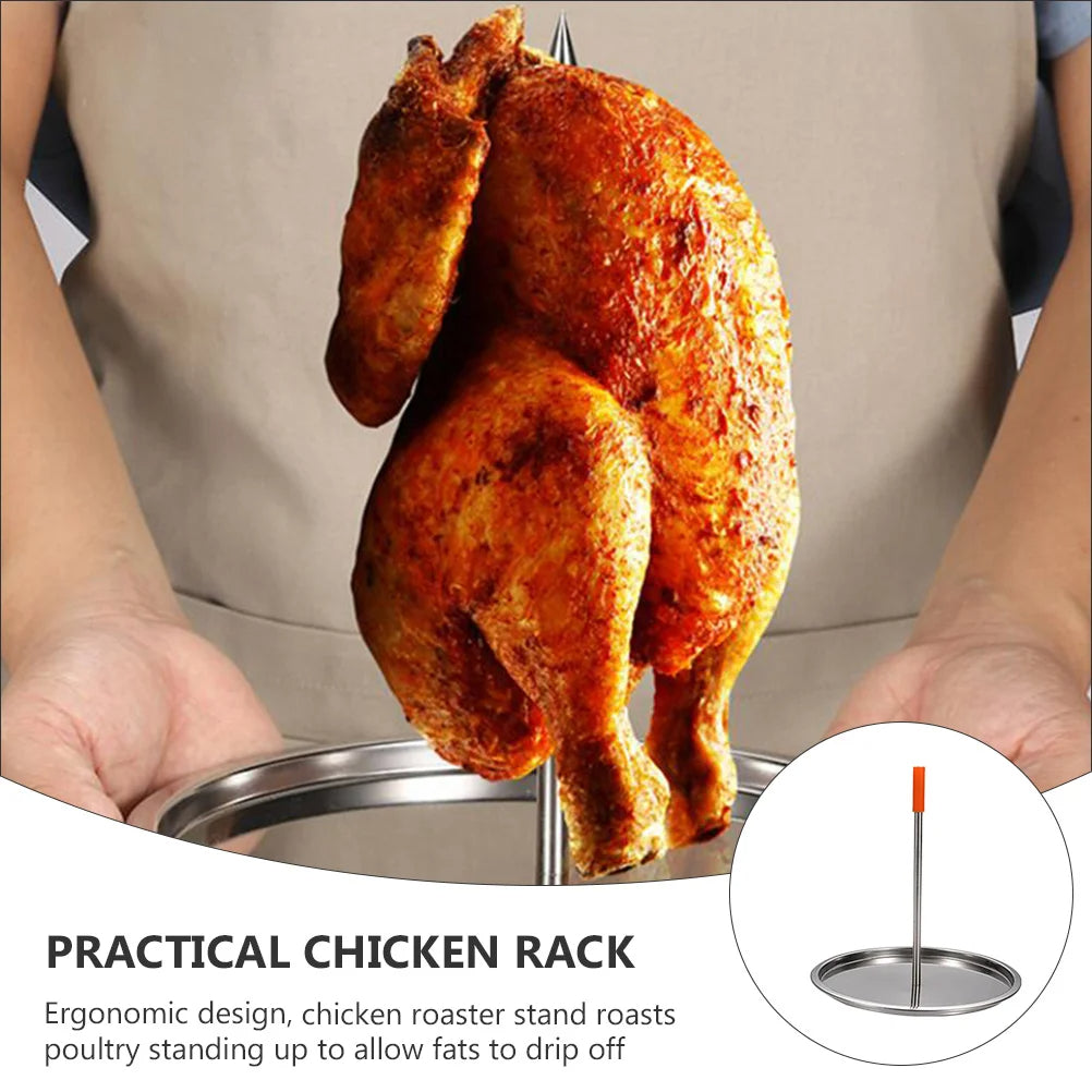 Vertical Skewer Grill Stainless Steel Stand Pastor Skewer Chicken Roasting Rack for Large Meat Barbecue Grilling Picnic