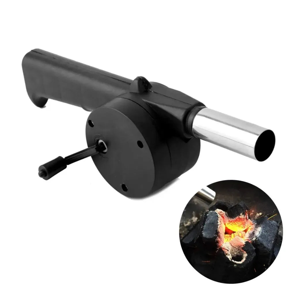 Portable Hand Crank BBQ Fan with Speed Control – Manual Air Blower for Outdoor Cooking, Grill Fan for Barbecue