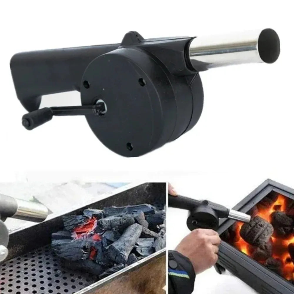 Portable Hand Crank BBQ Fan with Speed Control – Manual Air Blower for Outdoor Cooking, Grill Fan for Barbecue