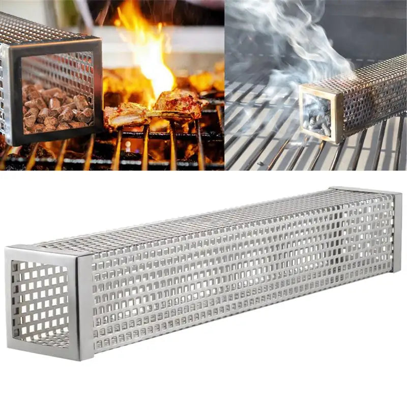 Round BBQ Grill Hot Cold Smoking Mesh Tube Smoke Generator Steel Pellet Smoker 15Cm 30Cm
