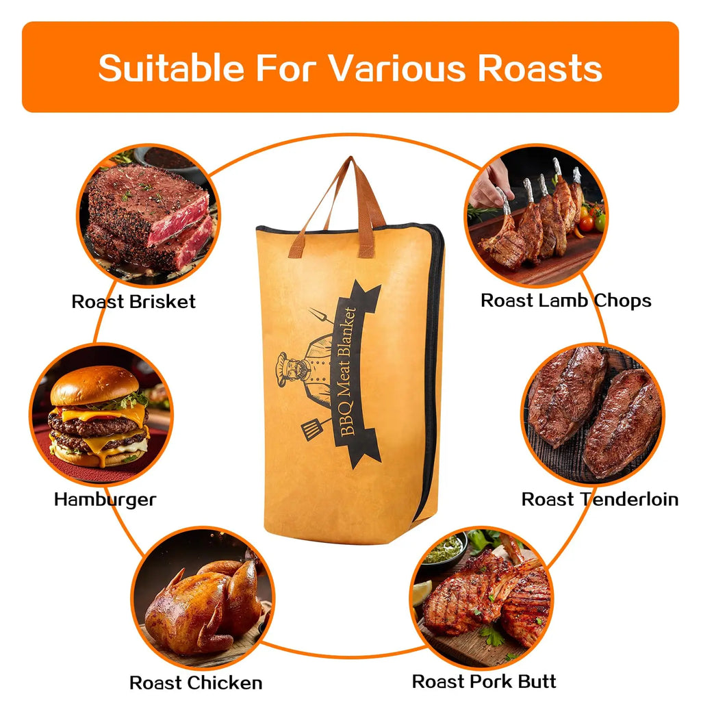 Reusable Pellet Smoker Meat Insulated Resting Bag with Wide Mouth for Brisket/Beef,Bbq Blanket for Resting Meat BBQ Accessories