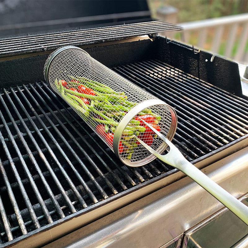 Copy of Outdoor Camping BBQ Drum Grilling Basket Stainless Steel Barbecue Cooking Grill Grate Campfire Grid Picnic Cookware Kitchen Tool