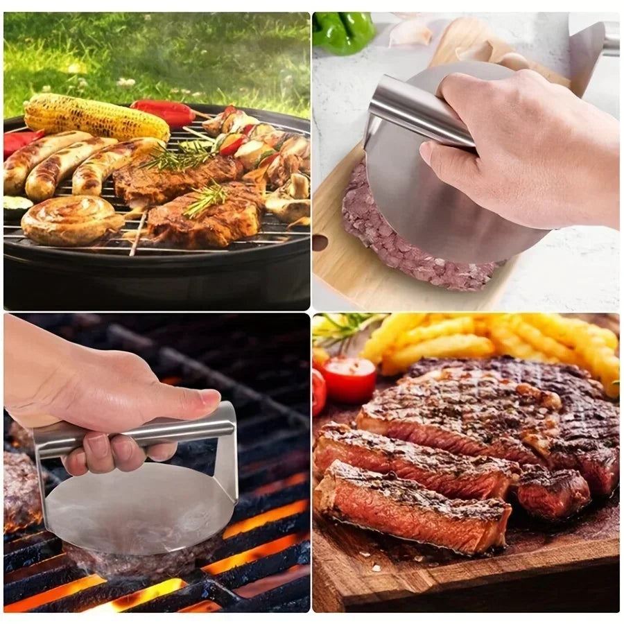 Stainless Steel Smash Burger Press Hamburger Patties Meat Masher