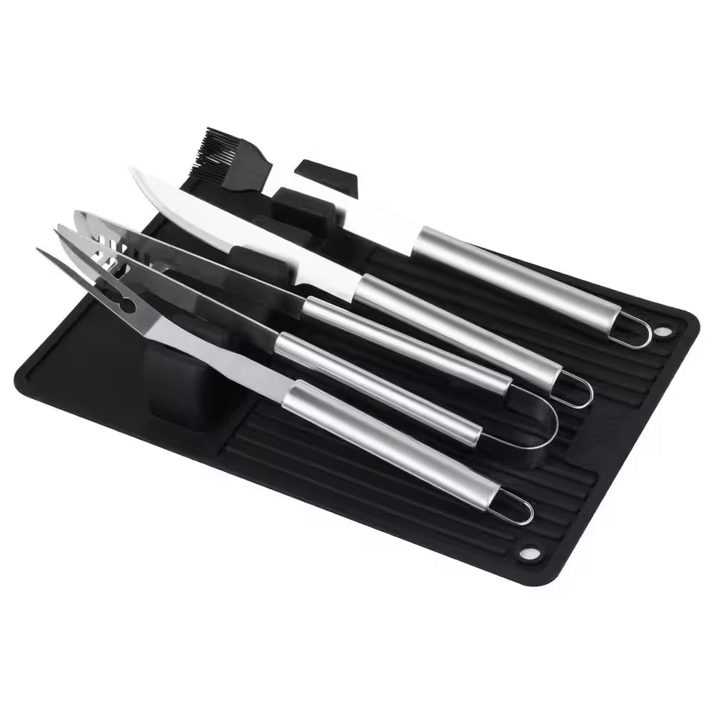 18.1 In. Silicone BQ and Grill Utensil Holder Mat