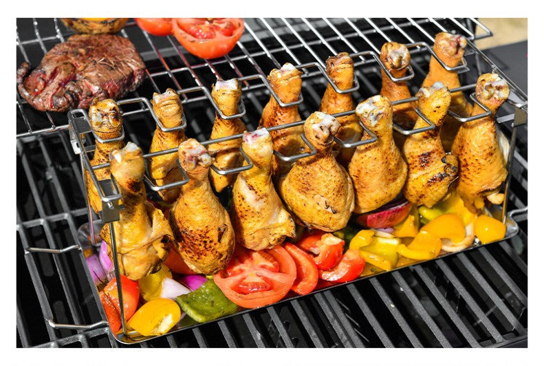 Portable Grilling Basket Mesh Clip 14 Slot Stainless Steel