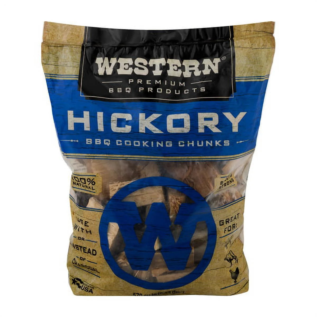 Western Premium BBQ Products Hickory BBQ Cooking Chunks, 570 Cu In